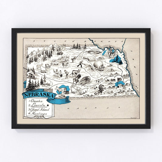 Vintage Map of Nebraska 1931