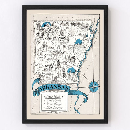 Vintage Map of Arkansas 1931