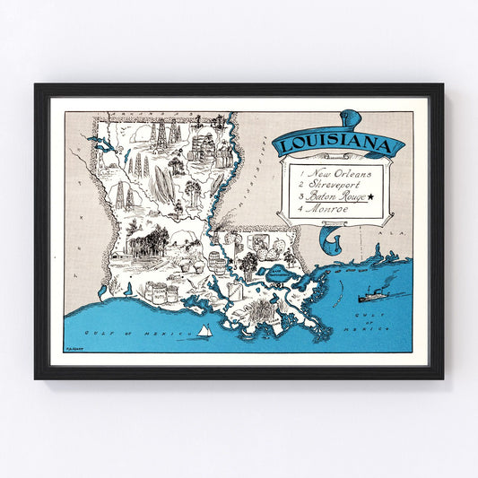 Vintage Map of Louisiana 1931