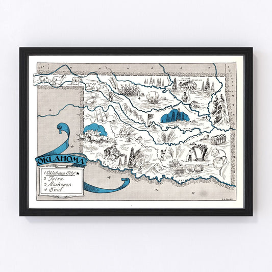 Vintage Map of Oklahoma 1931