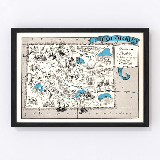 Vintage Map of Colorado 1931