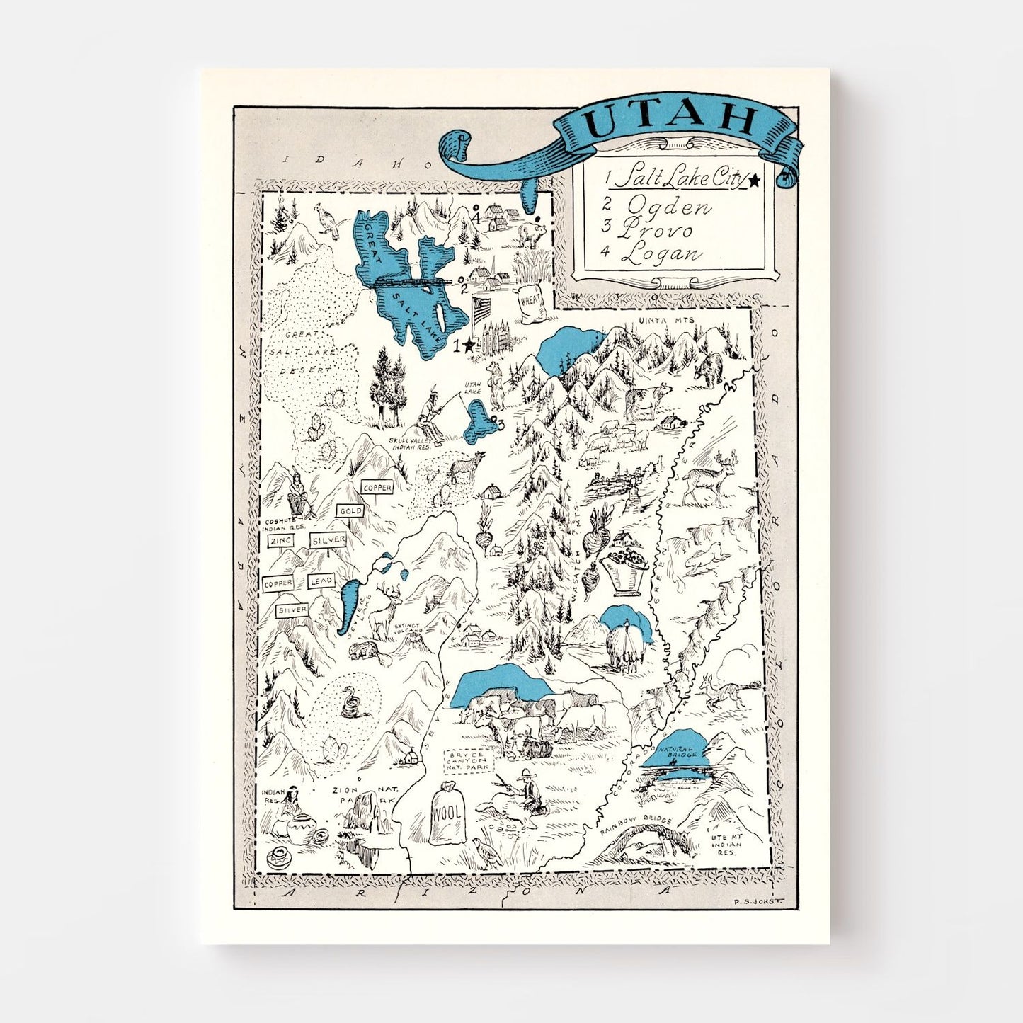 Vintage Map of Utah 1931