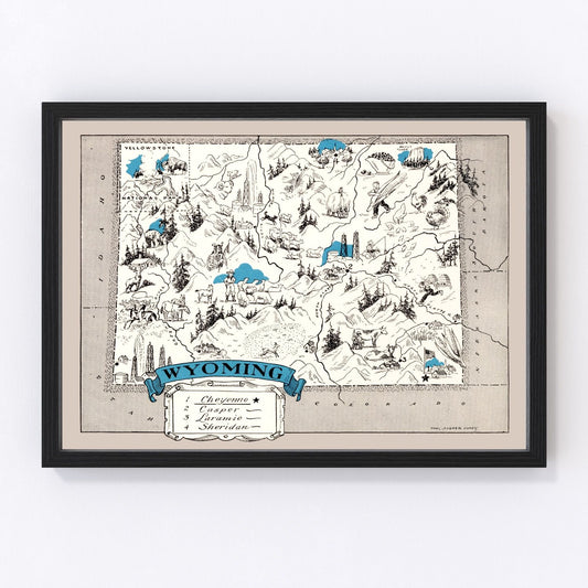 Vintage Map of Wyoming 1931