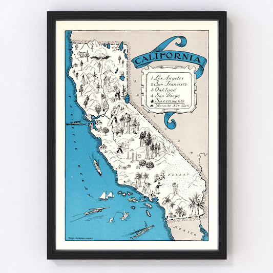 Vintage Map of California 1931