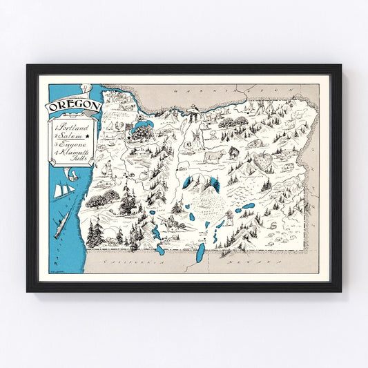 Vintage Map of Oregon 1931