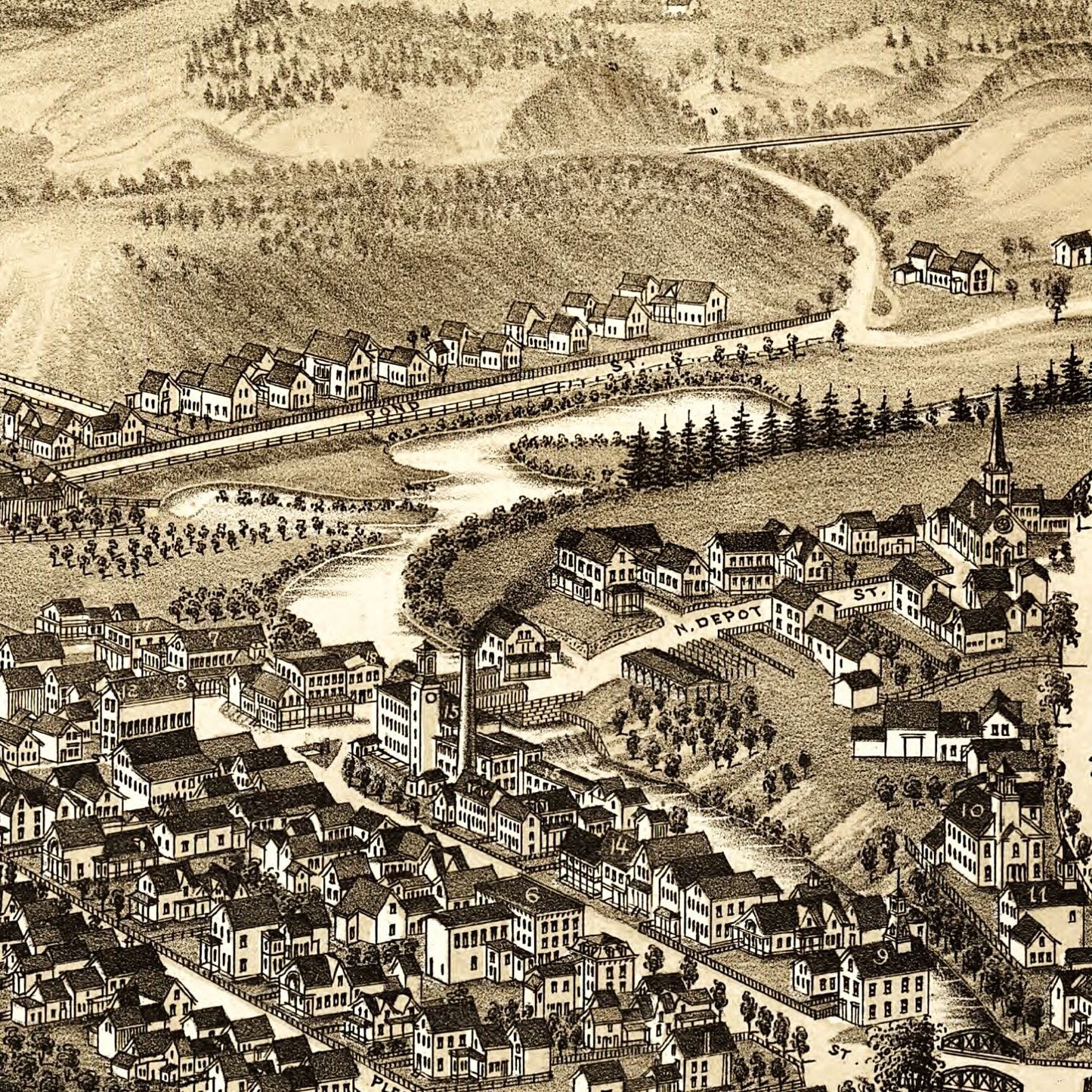 Vintage Map of Ludlow, Vermont 1885