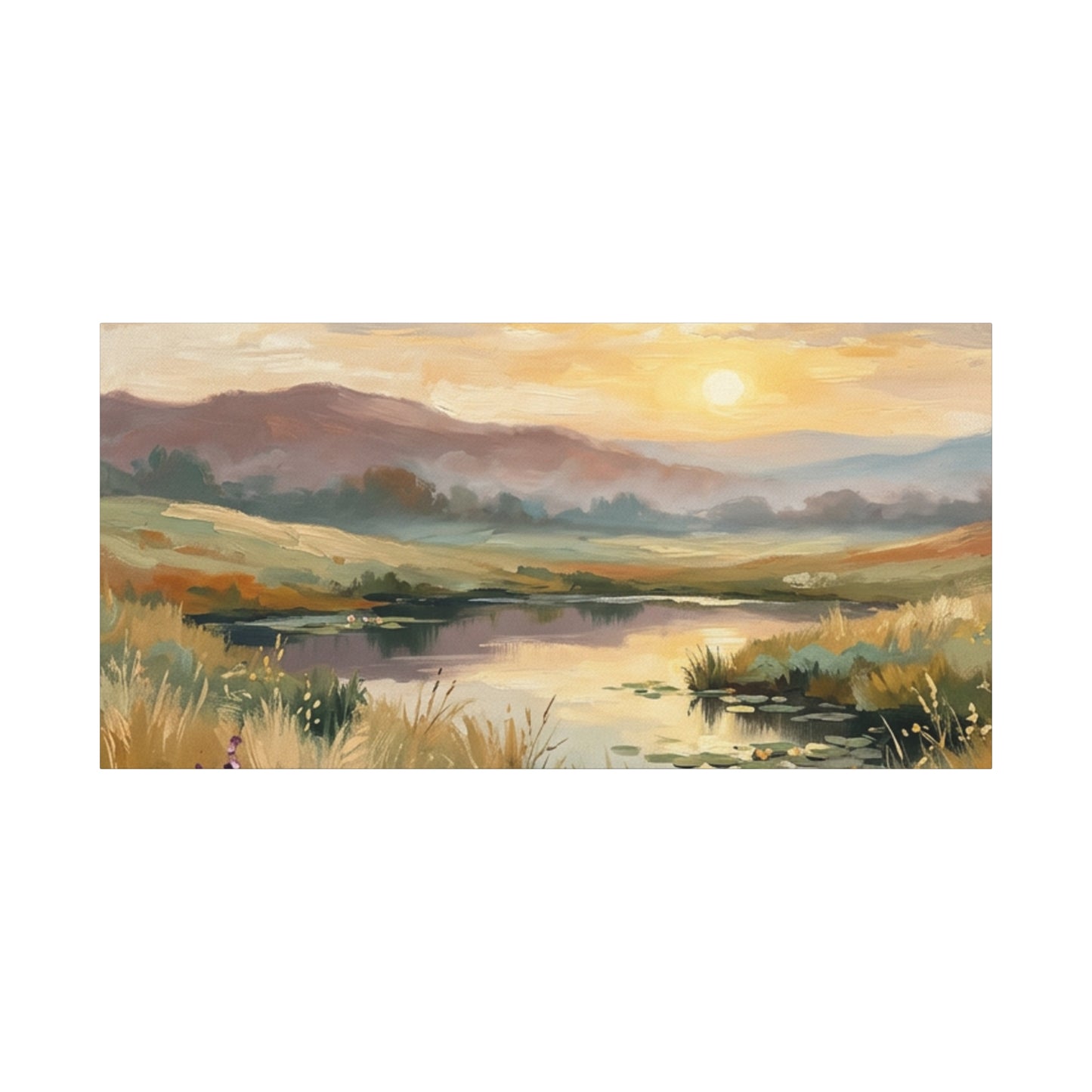 Sunset Meadow Canvas Wall Art — Stretched Matte Landscape Print