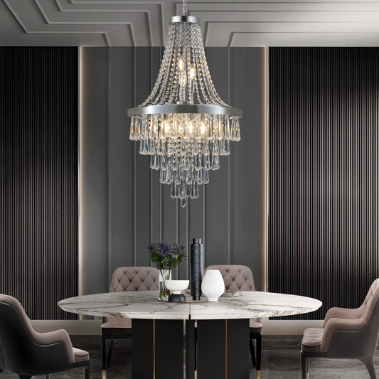 (Same as W1340P143191/L5004-500-C) Chromium color Crystal Chandeliers,Large Contemporary Luxury Ceiling Lighting(Bulb Not Included)