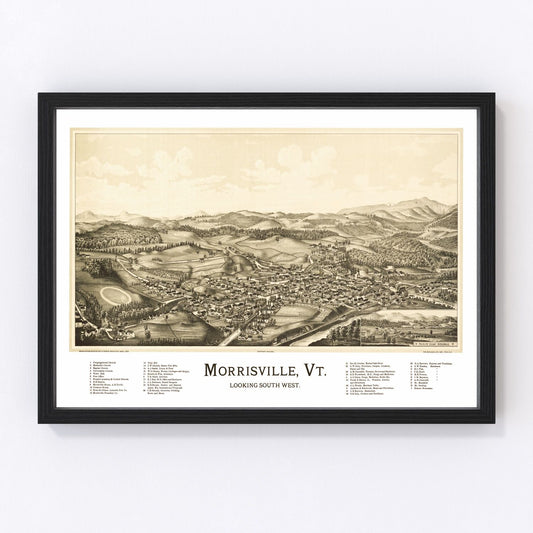 Vintage Map of Morrisville, Vermont 1889