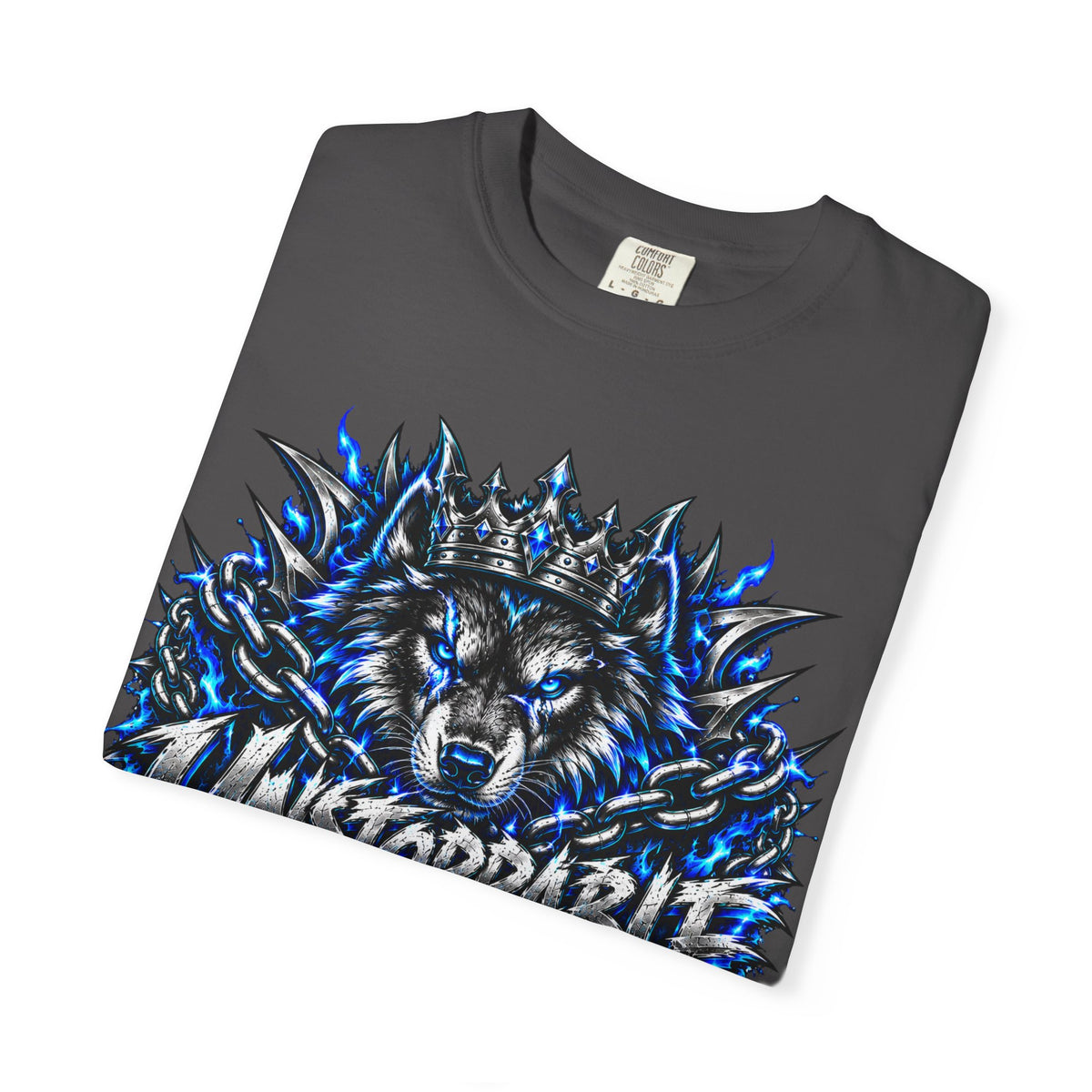 Wolf 'Unstoppable' Graphic Tee — Bold Blue Crowned Wolf Shirt