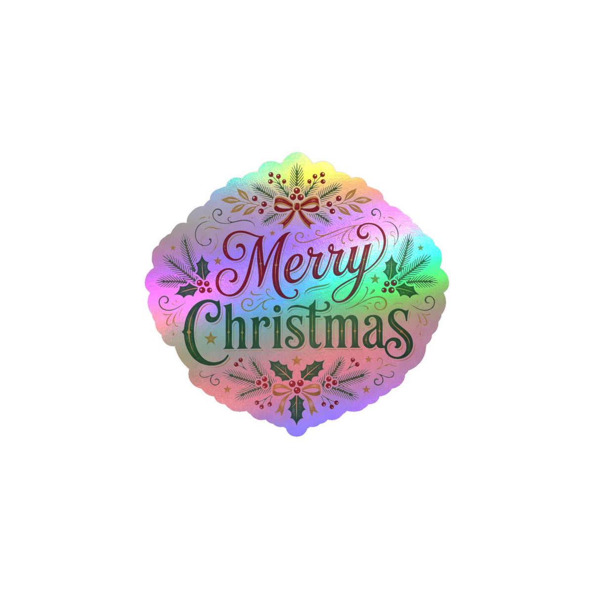 Merry Christmas Vinyl Decal — Holiday Wreath Sticker for Windows, Laptops & Gifts