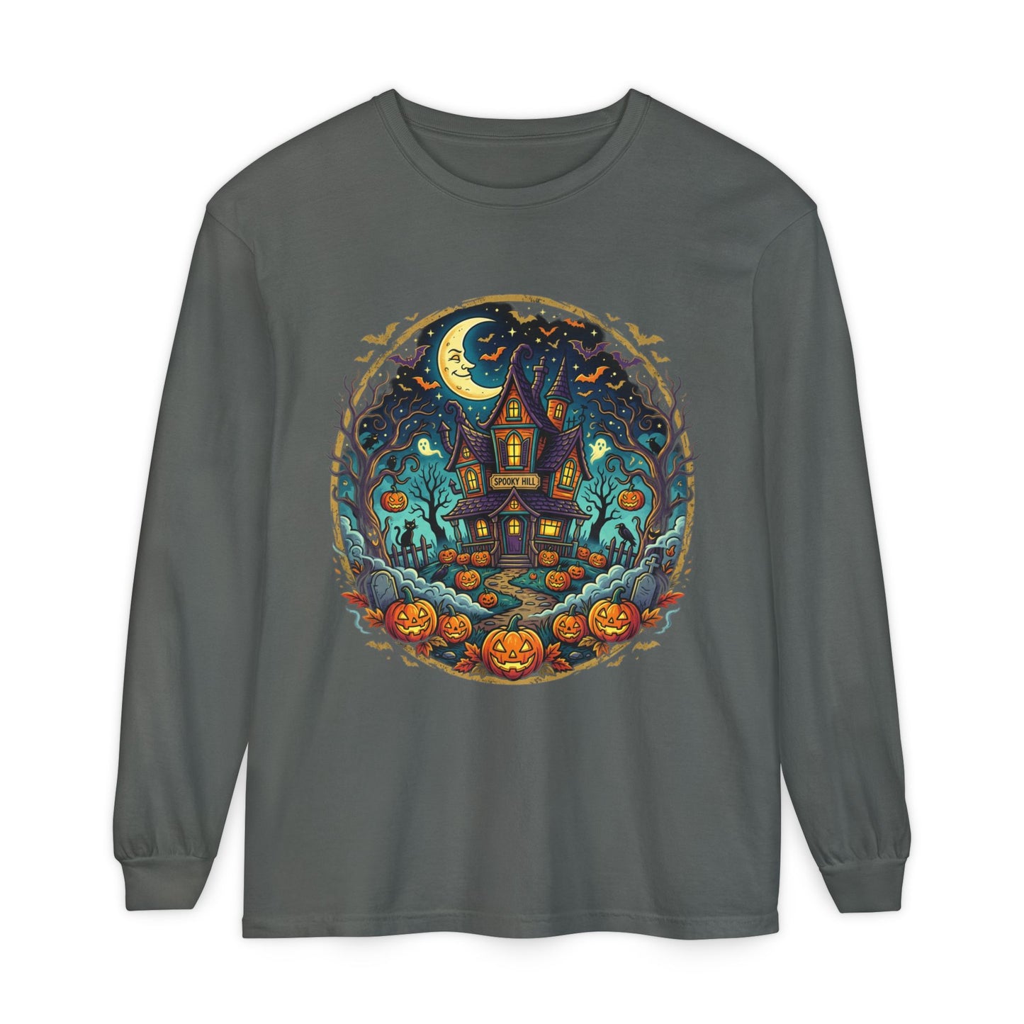 Haunted House Halloween Long Sleeve Tee