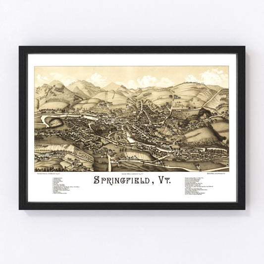 Vintage Map of Springfield, Vermont 1886