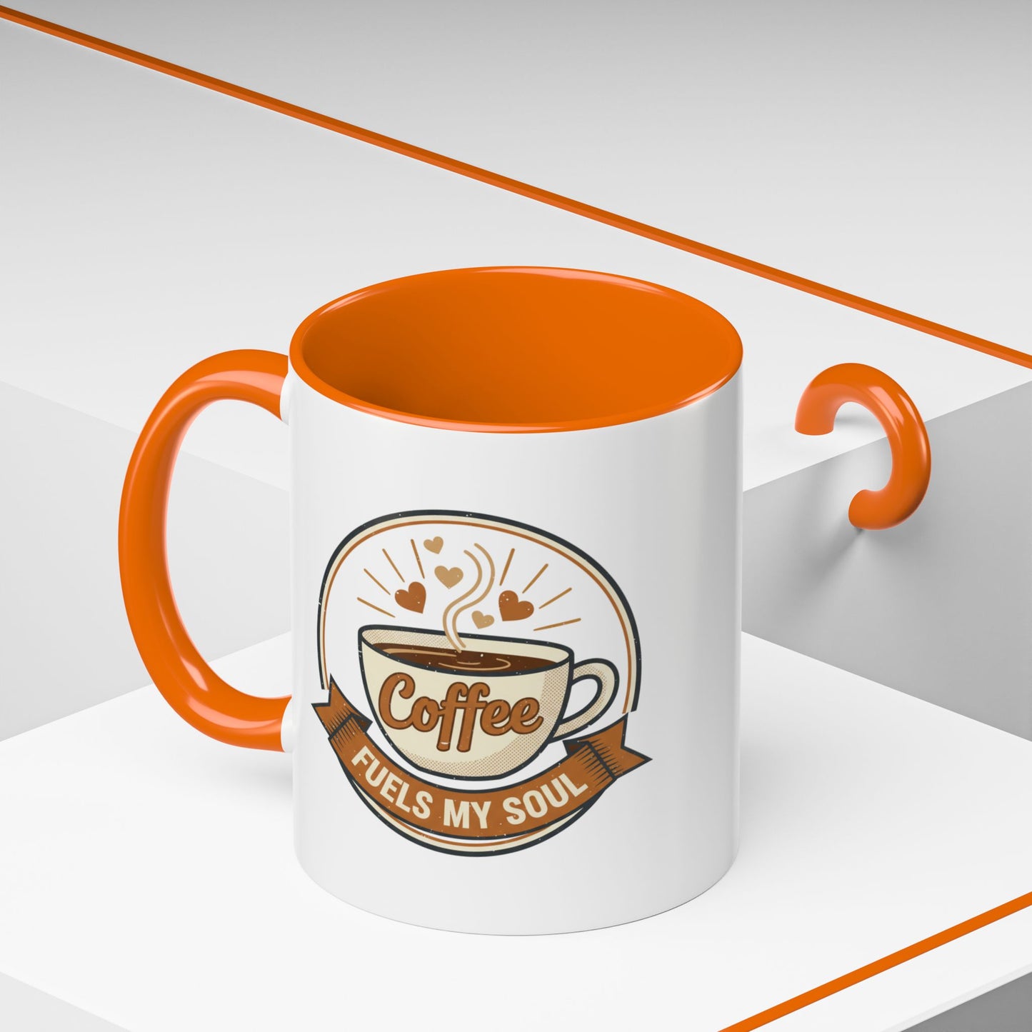 Coffee Mug - "Coffee Fuels My Soul" Accent Ceramic Mug (11/15oz)