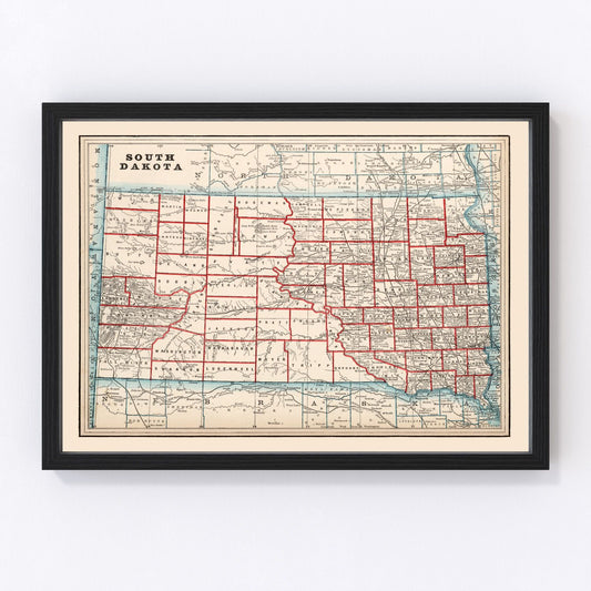 Vintage Map of South Dakota 1893