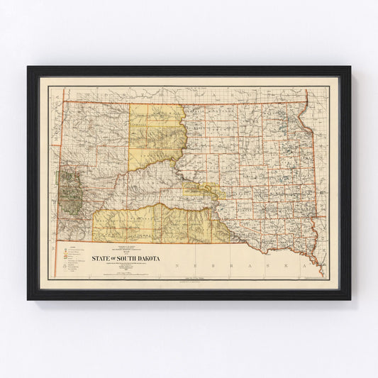 Vintage Map of South Dakota 1901