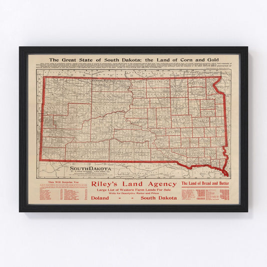Vintage Map of South Dakota 1906