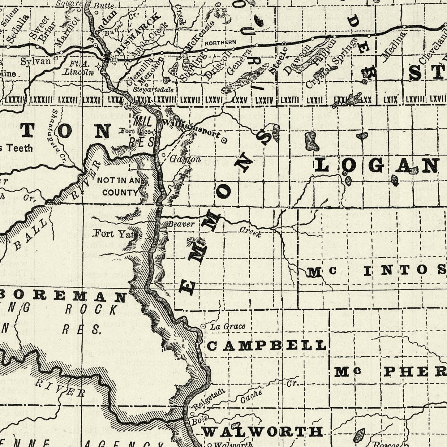 Vintage Map of Dakota Territory 1888
