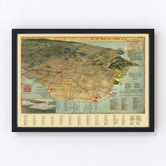 Vintage Map of San Francisco, California 1914