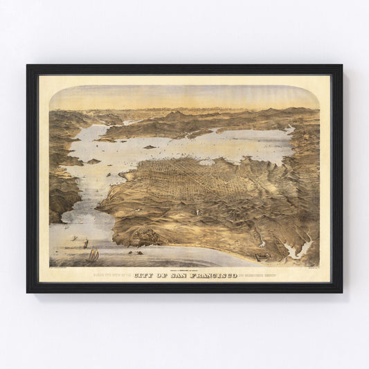 Vintage Map of San Francisco, California 1868