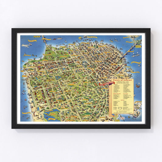 Vintage Map of San Francisco, California 1952