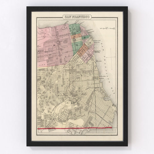 Vintage Map of San Francisco, California 1874
