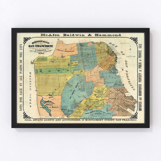 Vintage Map of San Francisco, California 1890