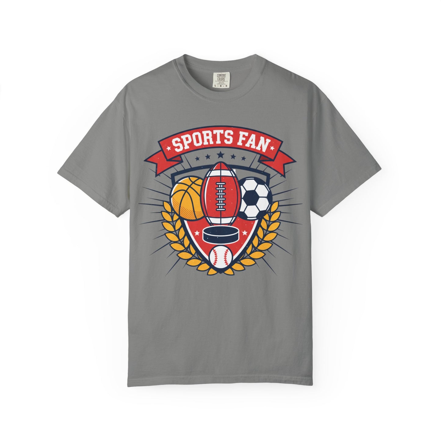 Sports Fan emblem T-shirt | Football Basketball Soccer Baseball