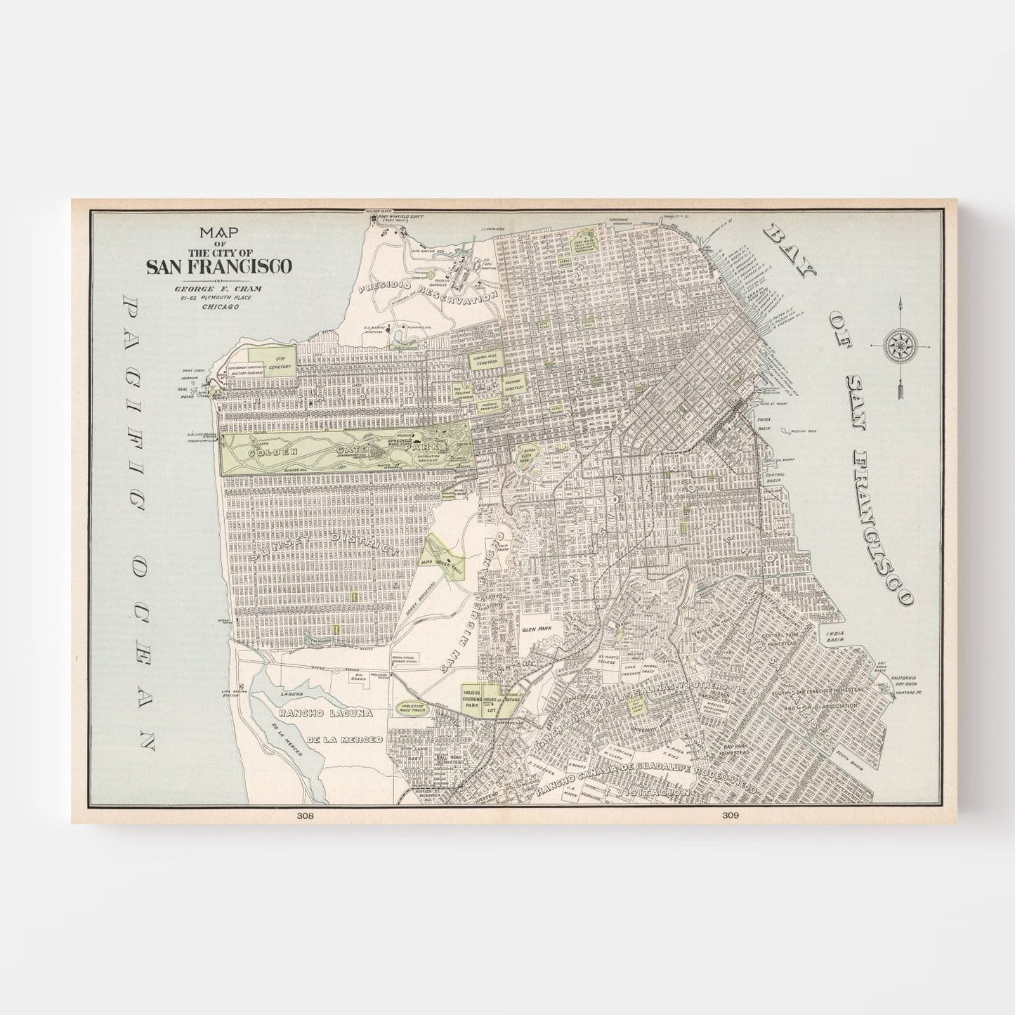 Vintage Map of San Francisco, California 1901