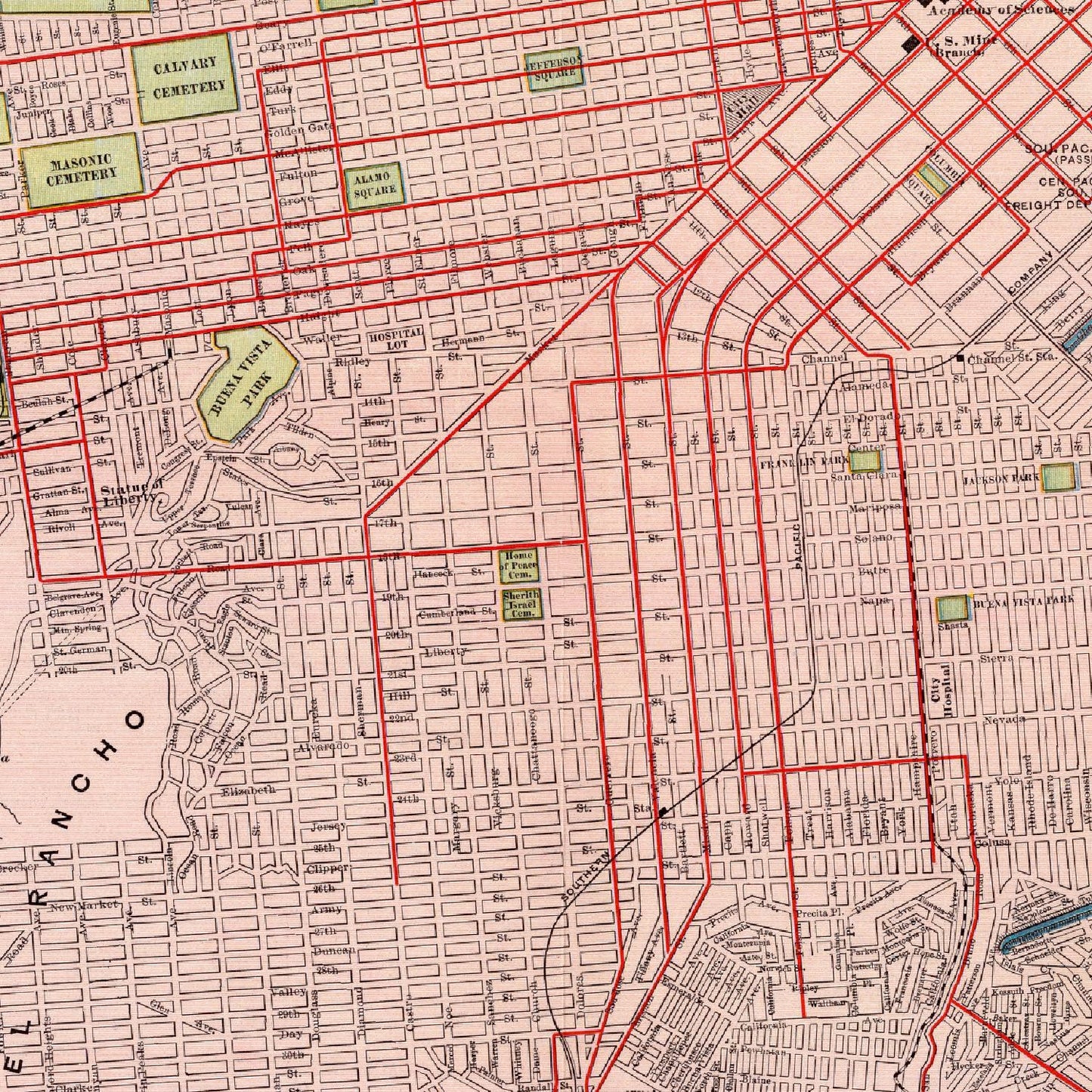 Vintage Map of San Francisco, California 1897
