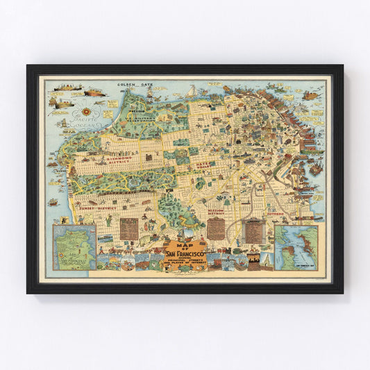 Vintage Map of San Francisco, California 1927