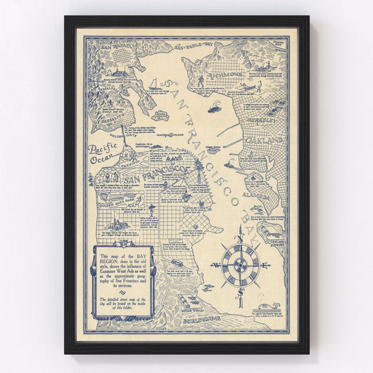 Vintage Map of San Francisco, California 1925