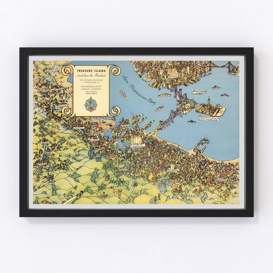 Vintage Map of San Francisco, California 1938