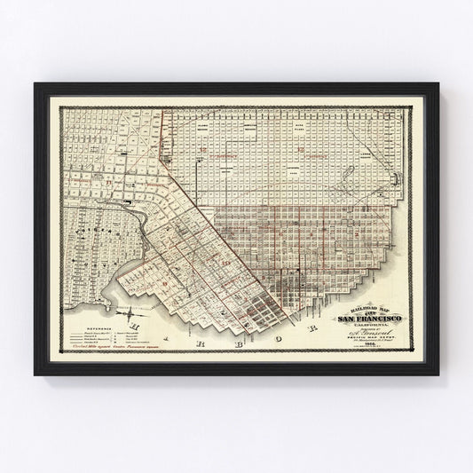 Vintage Map of San Francisco, California 1866