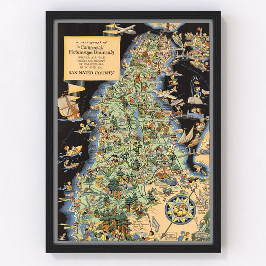 Vintage Map of San Francisco, California 1940
