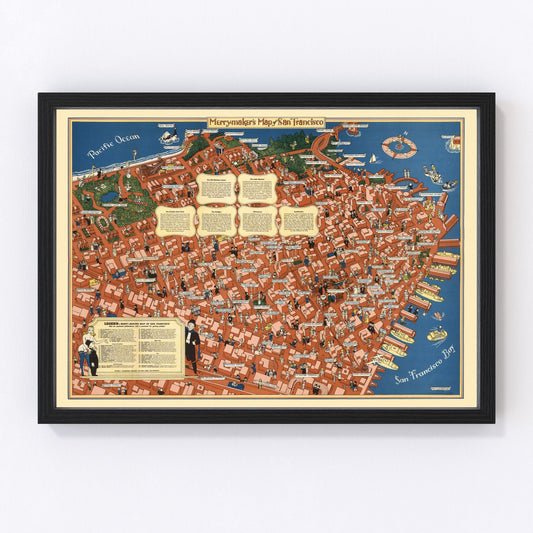 Vintage Map of San Francisco, California 1940