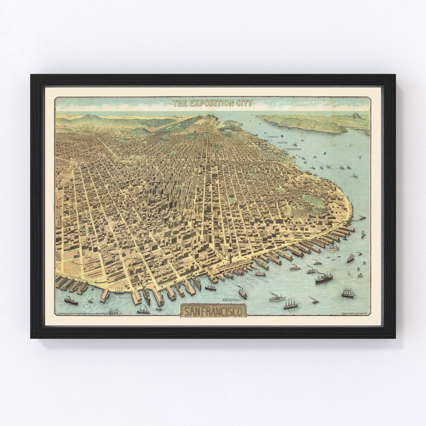 Vintage Map of San Francisco, California 1913