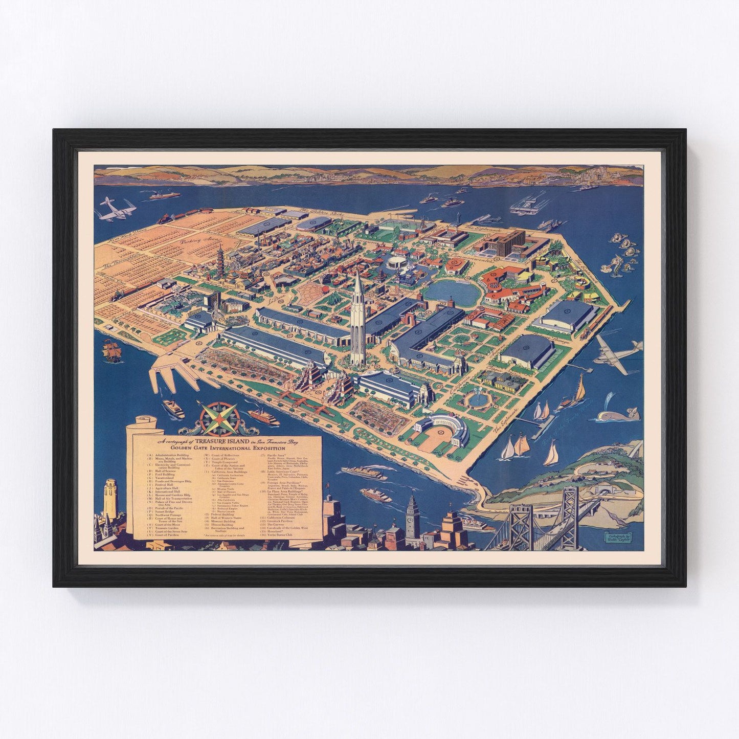 Vintage Map of San Francisco, California 1939