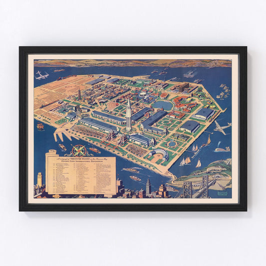 Vintage Map of San Francisco, California 1939