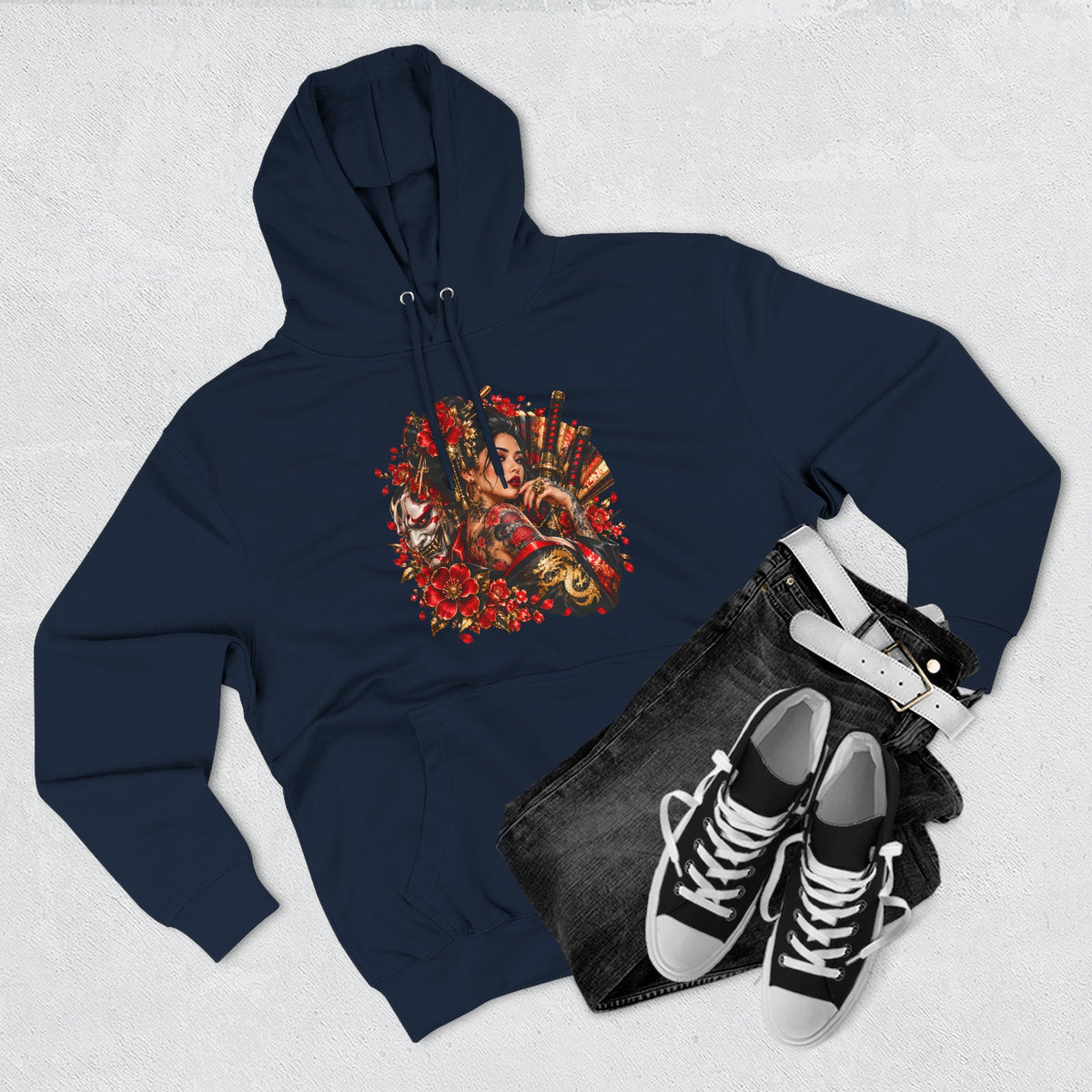 Floral Skull Hoodie — Gothic Rose Graphic Fleece Hoodie