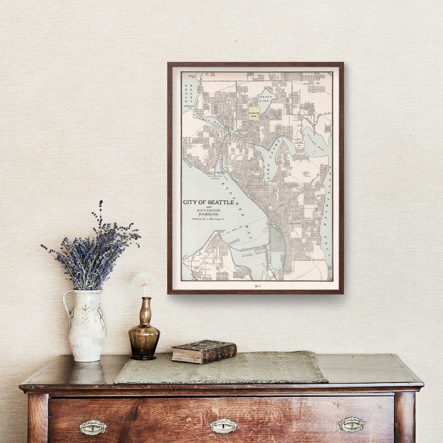 Vintage Map of Seattle, Washington 1901