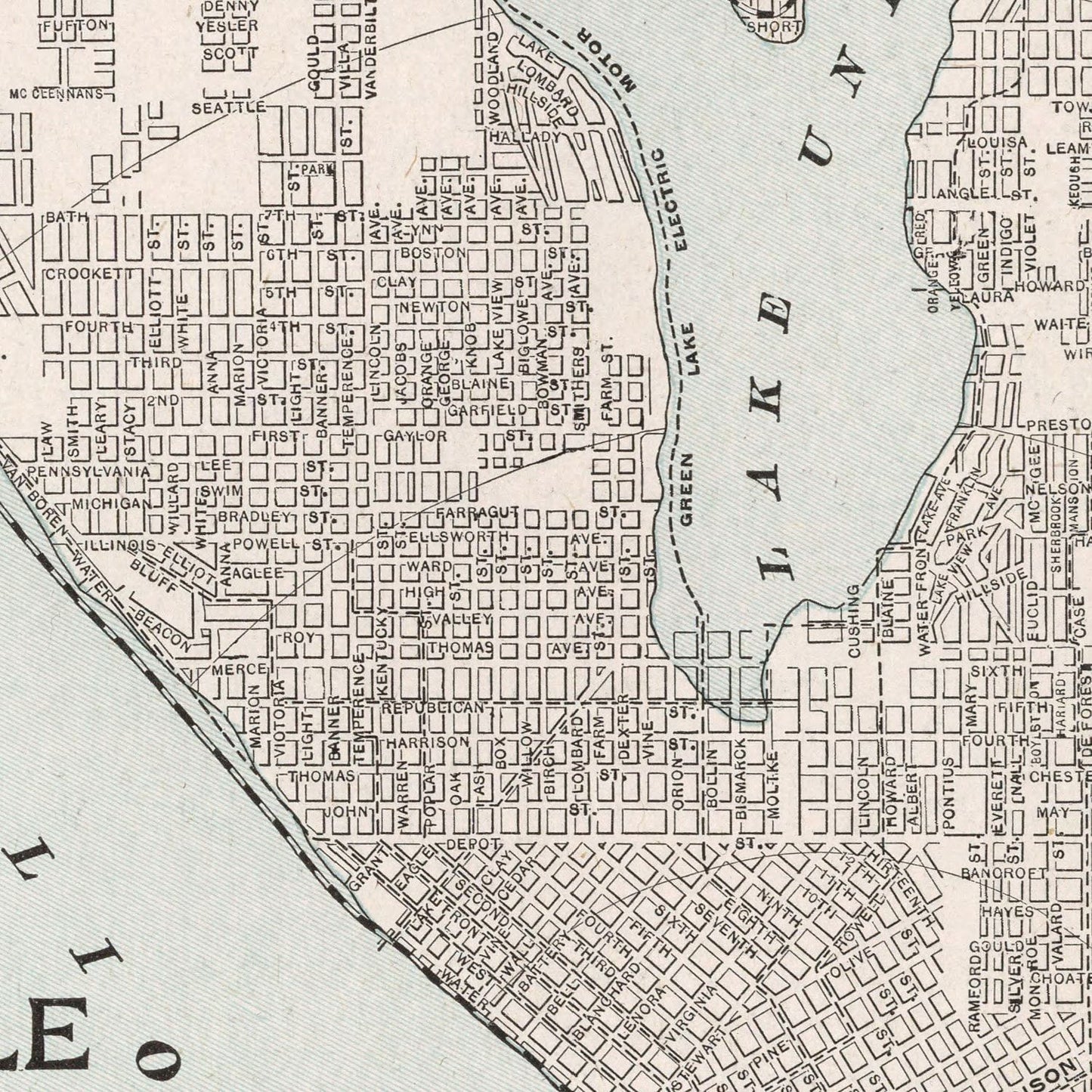 Vintage Map of Seattle, Washington 1901