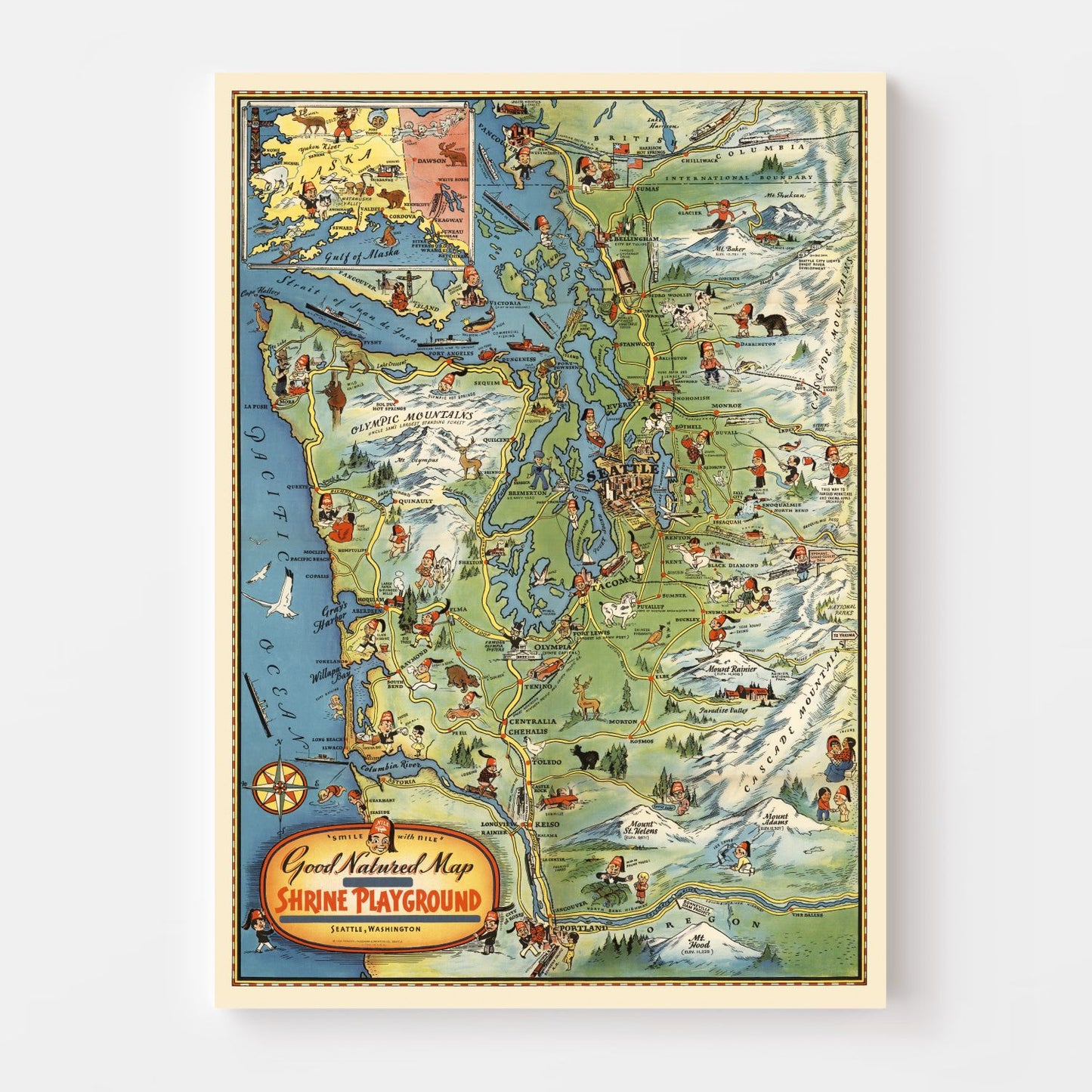 Vintage Map of Seattle, Washington 1936