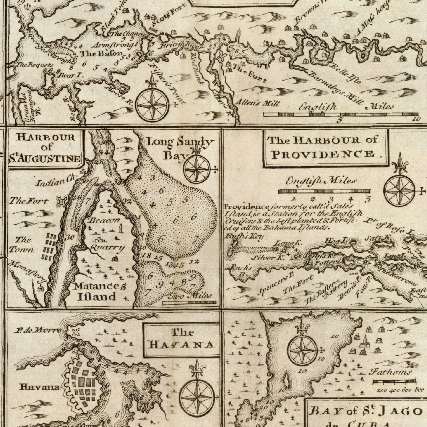 Vintage Map of Boston, Massachusetts 1747