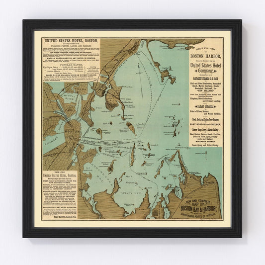 Vintage Map of Boston, Massachusetts 1884