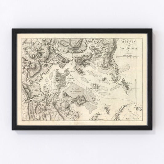 Vintage Map of Boston, Massachusetts 1807