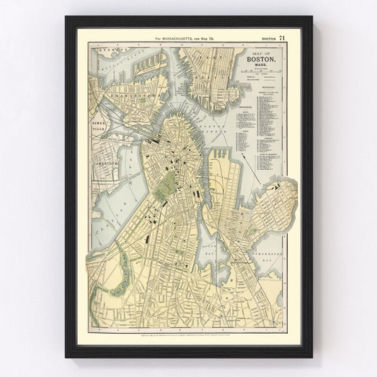 Vintage Map of Boston, Massachusetts 1891