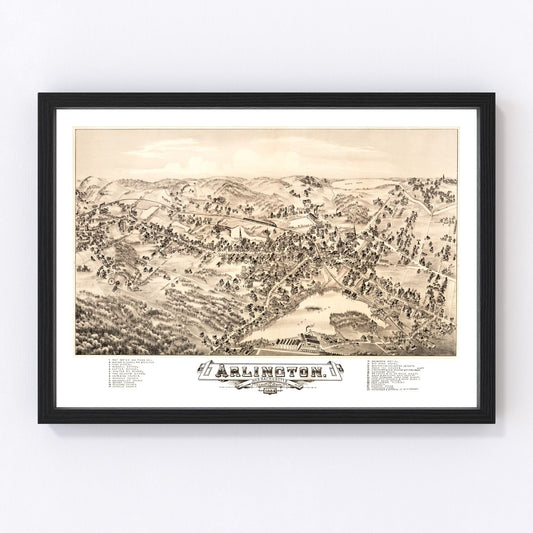Vintage Map of Arlington, Massachusetts 1884