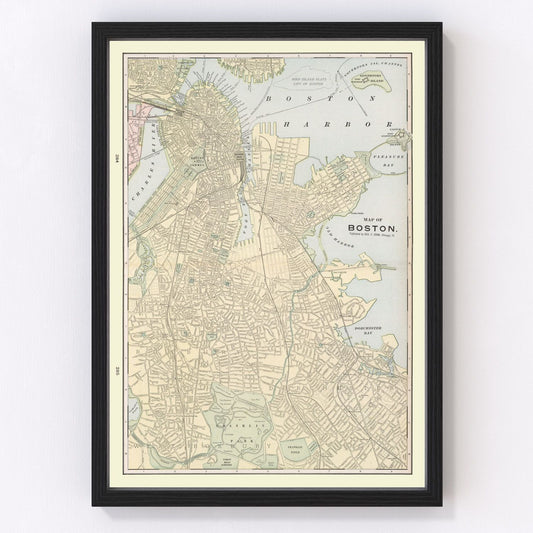 Vintage Map of Boston, Massachusetts 1901