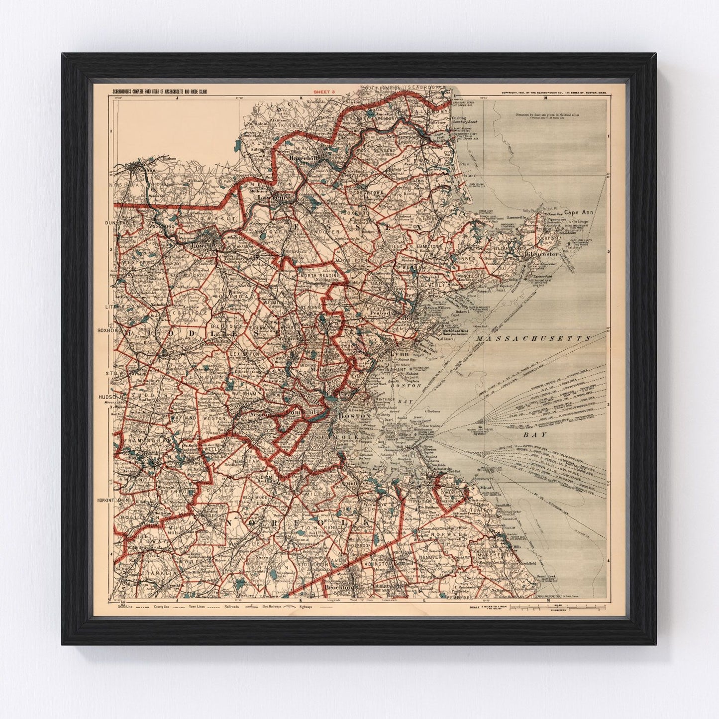 Vintage Map of Boston, Massachusetts 1905